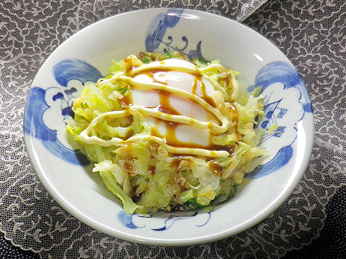 巣ごもり玉子キャベツ・お好み焼き風